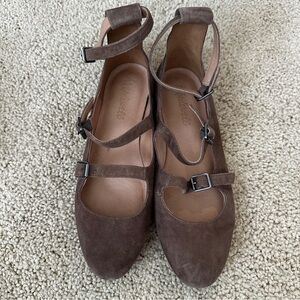 Madewell Suede Triple Strap Flat Brown